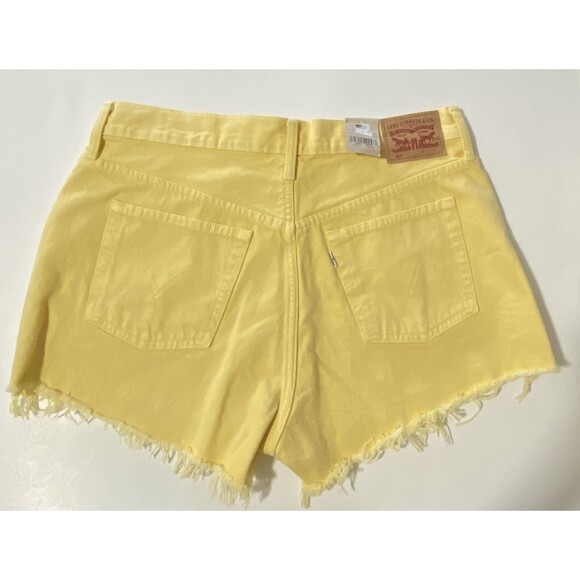 NWT Levi's 501 Womens Shorts 32 High Rise Cut Off Raw Yellow Denim $59 - Picture 5 of 9